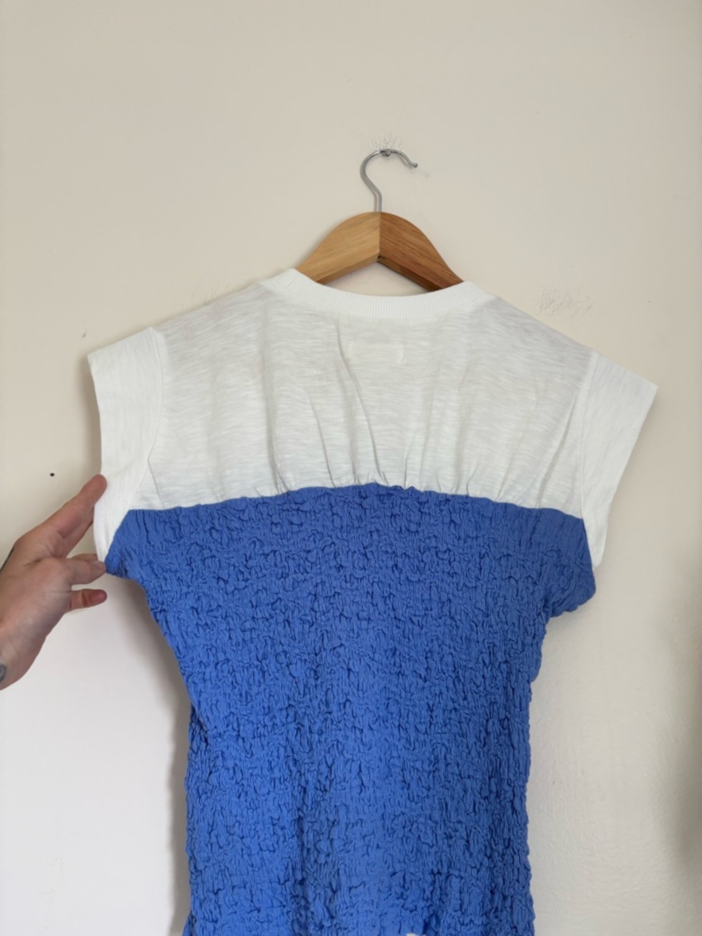 Anthropologie Maeve Cap Sleeve Smocked Tee - Picture 6 of 6